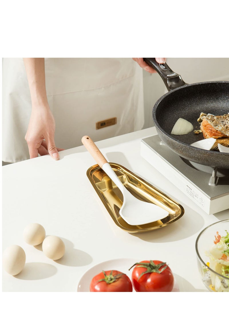 2 Pack Gold Stainless Steel Spoon Rest, Spatula Ladle Spoon Utensils Holder, Suitable for Home Kitchen and Coffee Bar Decoration (Gold）  - Image 4