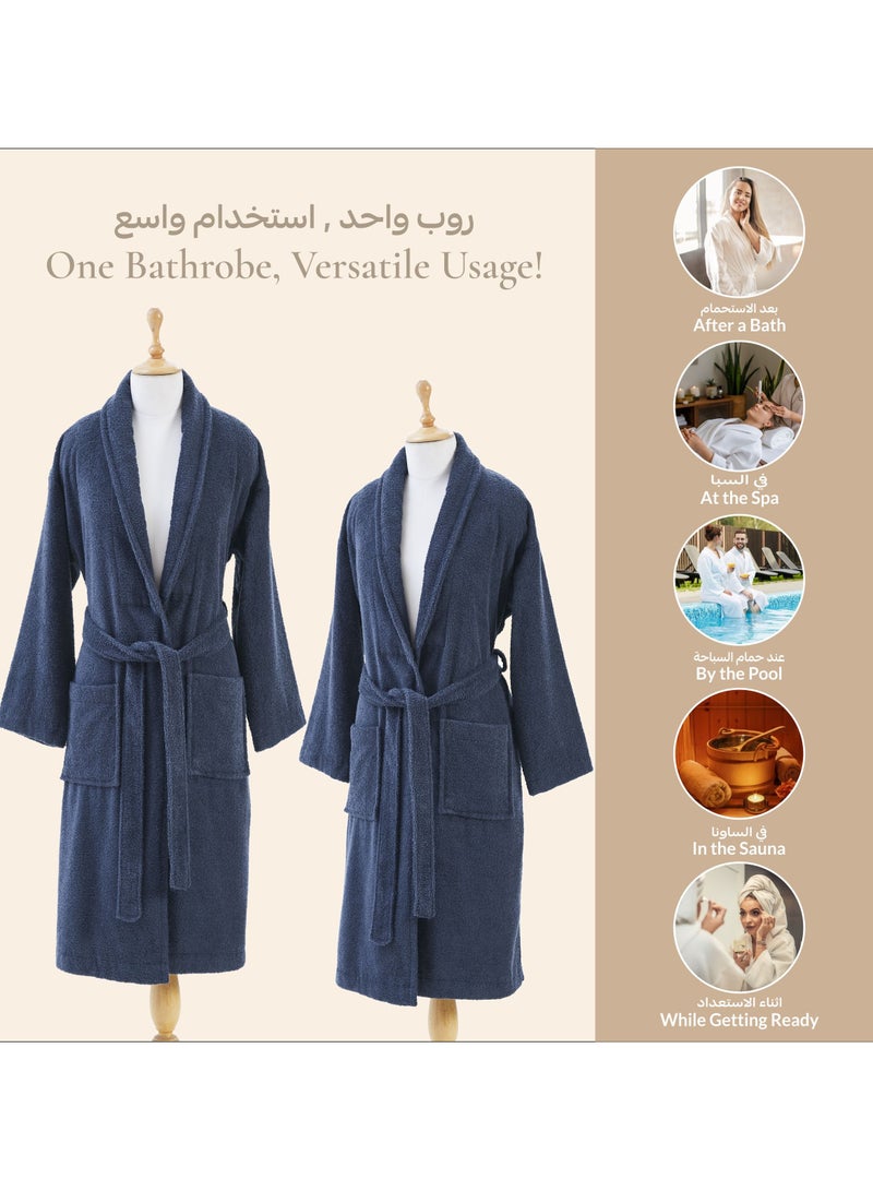 Donetella Unisex 100% Cotton Terry Bathrobe Large & Extra Large Size, 400 GSM, Luxurious & Absorbent, Ankle-Length with Shawl Collar & Pockets - Image 5