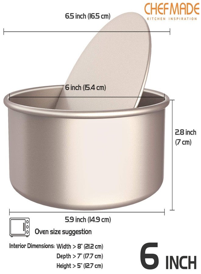 CHEFMADE Bakeware Round Cake Pan, 6-Inch with Removable Loose Bottom Nonstick & Quick Release Coating Chiffon Bakeware for Oven and Instant Pot Baking (Champagne Gold) - Image 2