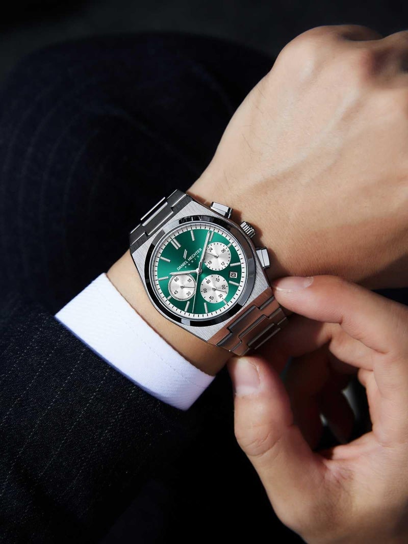 Daniel Hechter Paris Hoche Collection Chronograph Analog Watch for Men - Brushed Stainless Steel case and Strap with Date Display - Image 2