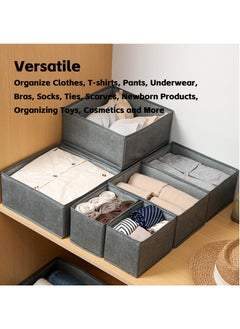 Teuuea 12PCS Foldable Clothing Storage Organizers, Underwear Drawer Fabric Closet Dividers Basket Containers, Cabinet Dresser Storage Box for Clothes Bras Socks Baby Clothing Scarves Ties (Grey)  - Image 5