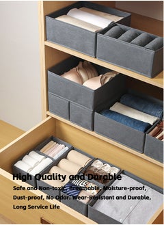 Teuuea 12PCS Foldable Clothing Storage Organizers, Underwear Drawer Fabric Closet Dividers Basket Containers, Cabinet Dresser Storage Box for Clothes Bras Socks Baby Clothing Scarves Ties (Grey)  - Image 3