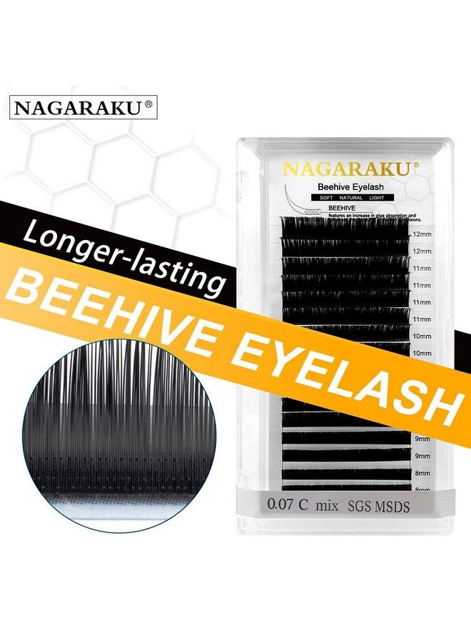 NAGARAKU Laser Beehive Eyelash Extensions Supplies 0.12 D Curl Longer Lasting Individual Matte Black Clusters Single Length 16 Rows Beauty Salon (Bel0.12Mm/9Mm Curld) - Image 3