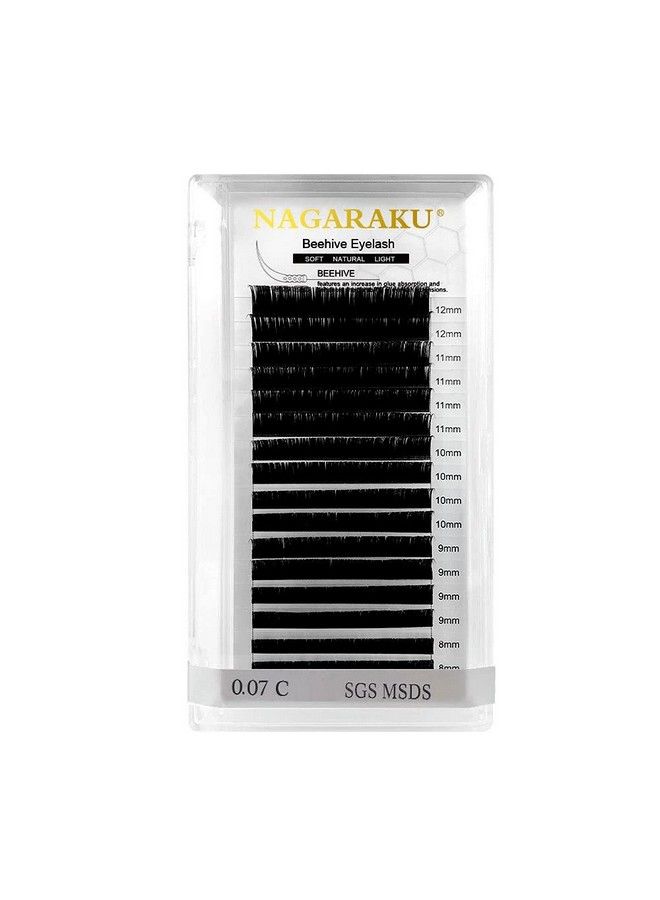 NAGARAKU Laser Beehive Eyelash Extensions Supplies 0.12 D Curl Longer Lasting Individual Matte Black Clusters Single Length 16 Rows Beauty Salon (Bel0.12Mm/9Mm Curld) - Image 2