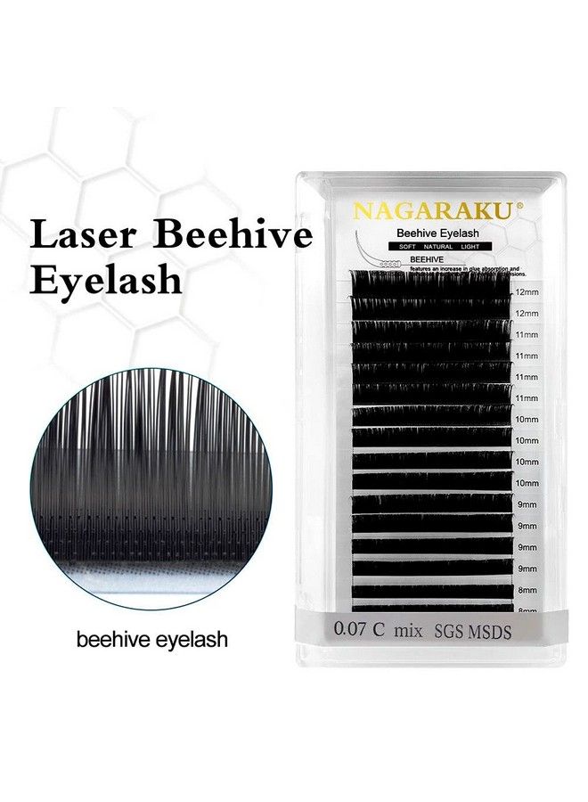 NAGARAKU Laser Beehive Eyelash Extensions Supplies 0.12 D Curl Longer Lasting Individual Matte Black Clusters Single Length 16 Rows Beauty Salon (Bel0.12Mm/9Mm Curld) - Image 4