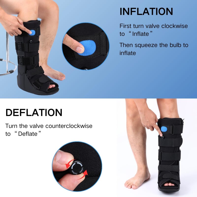 Mathgetin Tall Air Cam Fracture Boot Orthopedic Walking Boot Medical Inflatable Walker Boot for Broken Foot, Sprained Ankle and Post Surgery (Medium) - Image 4