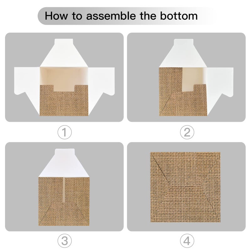 Unidemo Burlap Print Baby Shower Boxes for Gender Reveal Party Gender Neutral Baby Shower Centerpiece Decor - 4 Pcs Burlap Grain Baby Cubes Baby Blocks with Letters, Rustic Baby Shower Decorations - Image 5