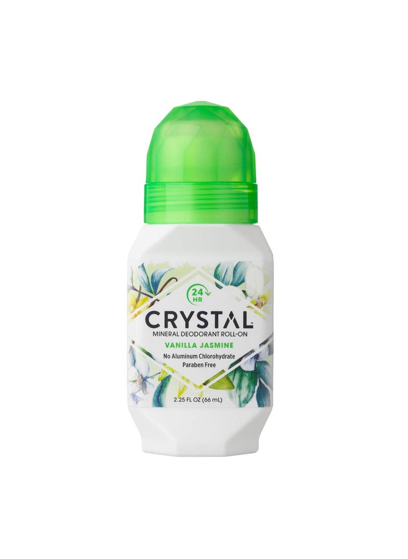 CRYSTAL ESSENCE Crystal Mineral Deodorant Roll-On, Vanilla Jasmine, 2.25 oz (Pack of 4) 