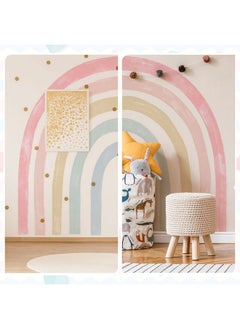 Henoyso 6 Pcs Rainbow Wall Decals 94.5 X 82.7 Inch Large Rainbow Stickers Colorful Vinyl Baby Room Decor Peel And Stick Rainbow Wallpaper For Girls Kids Bedroom Nursery Classroom Playroom (Light Colors)  - Image 4