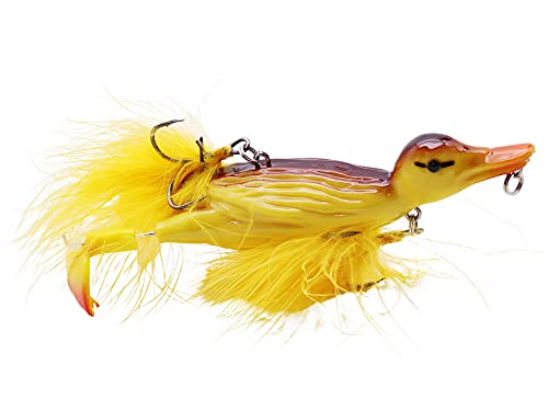 CREEYA 1piece 3D Duck Topwater Fishing Lure Yellow Duckling Floating Artificial Bait Plopping and Splashing Feet Hard Fishing Tackle Geer 12cm 28g - Image 1