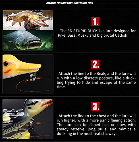 CREEYA 1piece 3D Duck Topwater Fishing Lure Yellow Duckling Floating Artificial Bait Plopping and Splashing Feet Hard Fishing Tackle Geer 12cm 28g - Image 5