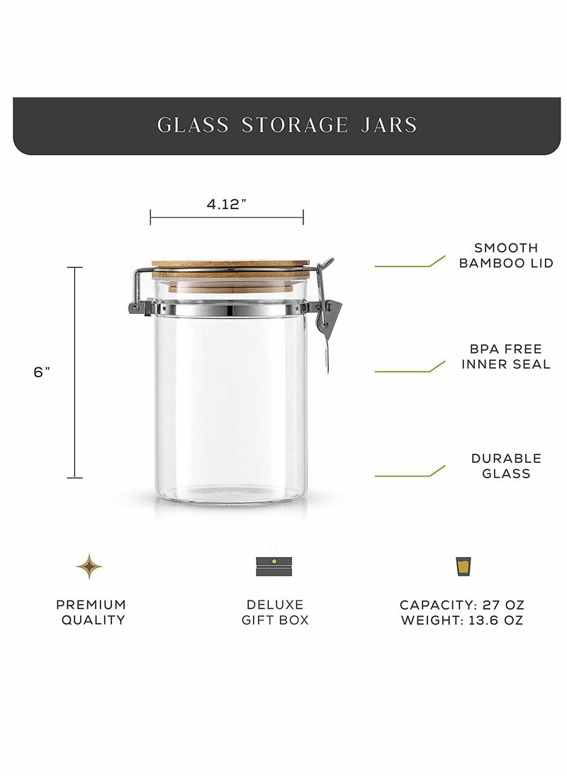 Excefore - Glass Jars  Jars With Bamboo Lids Spice Jar with Clamp Lids Clear Pantry Organization and Storage Containers Ideal for Sugar Spices Honey Coffee Cookie Candy Cereals (2Pcs 900ml/27oz） - Image 1