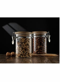 Excefore Glass Jars  Jars With Bamboo Lids Spice Jar with Clamp Lids Clear Pantry Organization and Storage Containers Ideal for Sugar Spices Honey Coffee Cookie Candy Cereals (2Pcs 900ml/27oz）  - Image 3