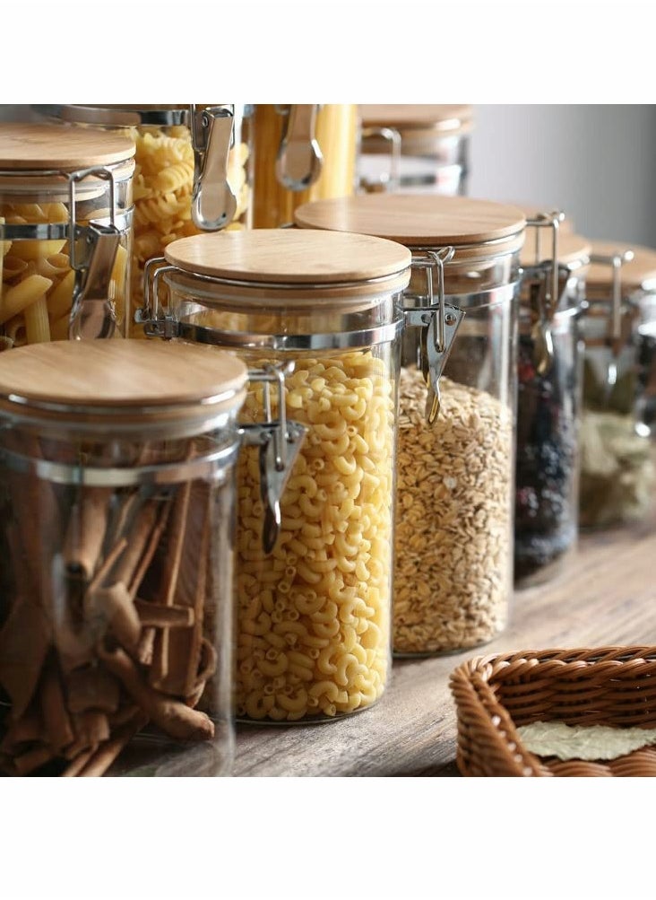 Excefore - Glass Jars  Jars With Bamboo Lids Spice Jar with Clamp Lids Clear Pantry Organization and Storage Containers Ideal for Sugar Spices Honey Coffee Cookie Candy Cereals (2Pcs 900ml/27oz） - Image 1