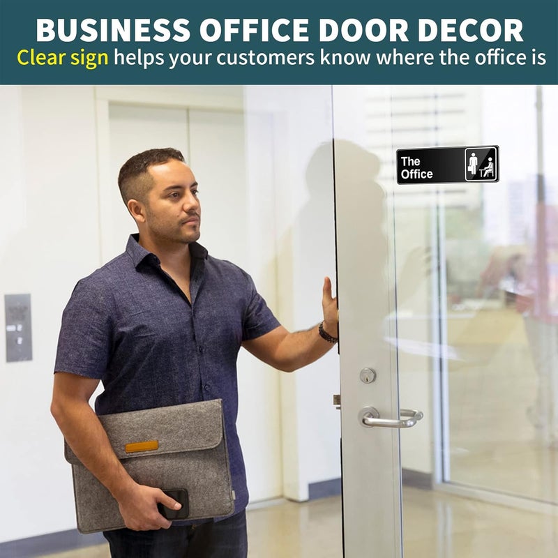 SWIUKPHE The Office Sign, 9x3 Inch Main Official Self Adhesive Sign for Door or Wall, Easy Installation, Premium Acrylic Design for Your Home and Business, for Office Decoration - Image 3
