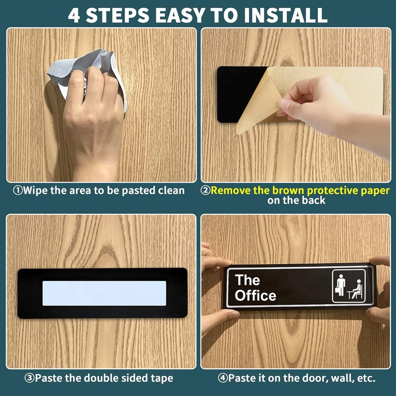 SWIUKPHE The Office Sign, 9x3 Inch Main Official Self Adhesive Sign for Door or Wall, Easy Installation, Premium Acrylic Design for Your Home and Business, for Office Decoration - Image 5