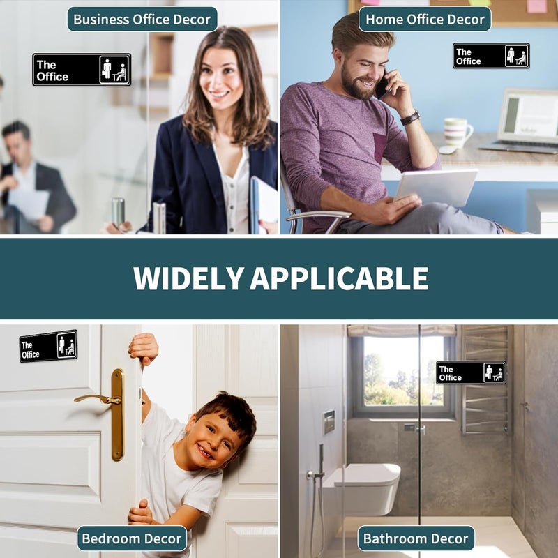 SWIUKPHE The Office Sign, 9x3 Inch Main Official Self Adhesive Sign for Door or Wall, Easy Installation, Premium Acrylic Design for Your Home and Business, for Office Decoration - Image 4