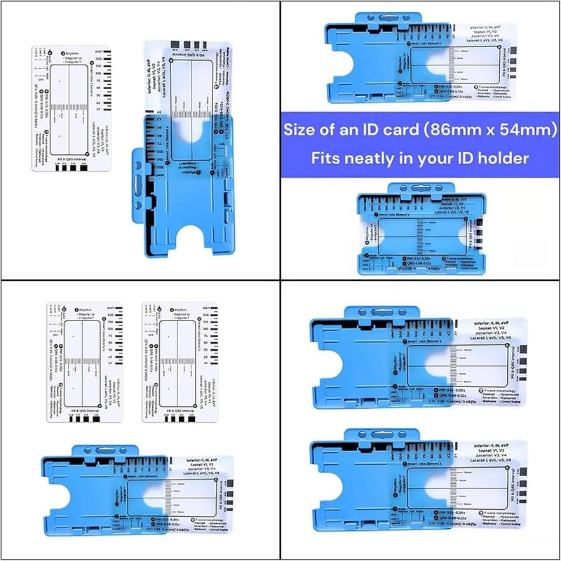 معدات تحليل تخطيط القلب 7 خطوات مسطرة بطاقة لقراءة بيانات القلب ملونة D - Image 3