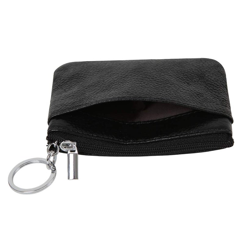 Cynure Women's Genuine Leather Coin Purse Mini Pouch Change Wallet with Keychain,black  - Image 3