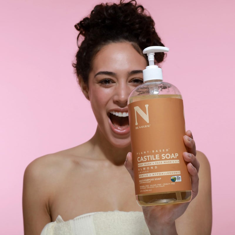 Dr. Natural Castile Liquid Soap - Multi-Use Body Wash, Shampoo and Face Wash - Hydrating Body Soap for Skin, Hair, Pets and Home - Almond - 32 oz. - Image 5