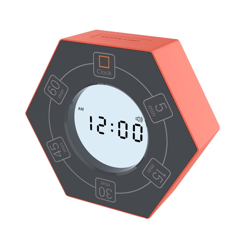 Hexagon Rotating Productivity Clock Pomodoro Timer with 515 30 45 60 Minute Presets Timer for People with ADHD Orange