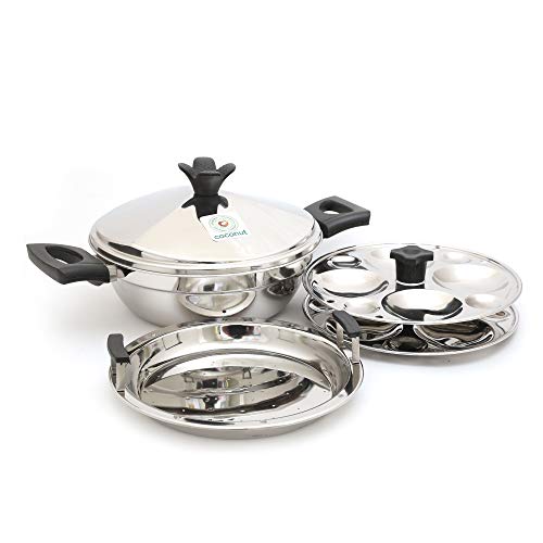 Coconut Stainless Steel Dakshin MultiKadai Idly Steamer / 8 Idly - Diamater - 9.5 Inches - Image 1