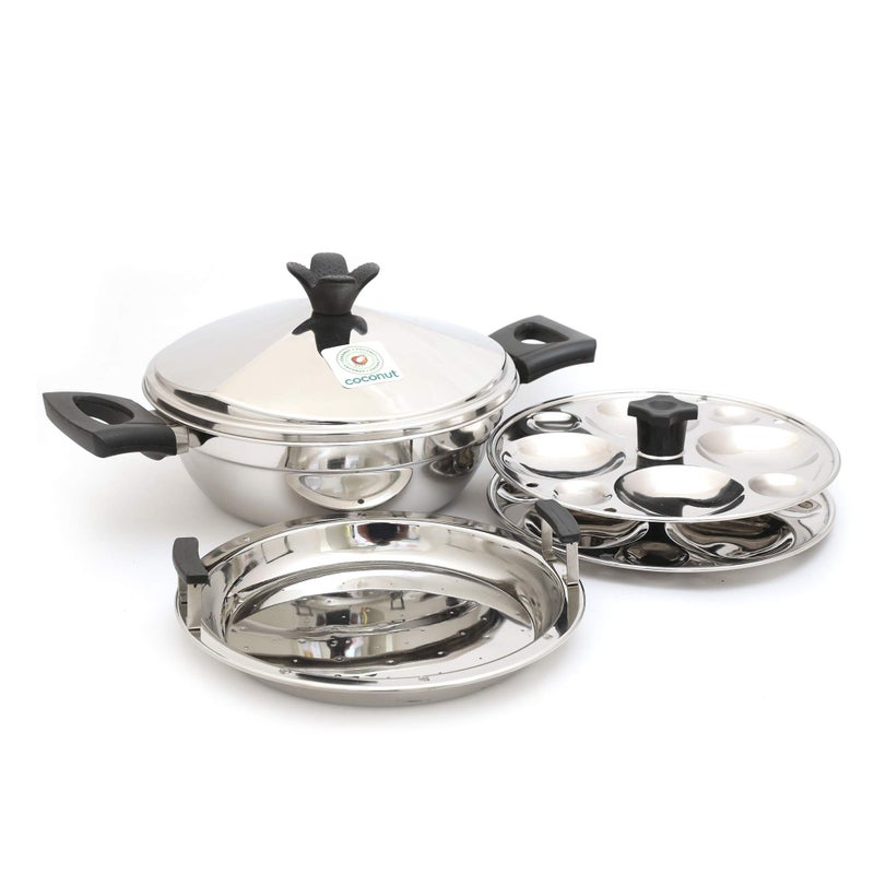 Coconut Stainless Steel Dakshin MultiKadai Idly Steamer / 8 Idly - Diamater - 9.5 Inches - Image 5