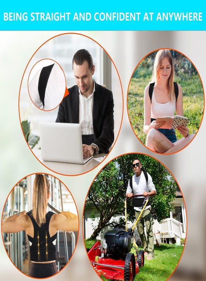 keycraze Adjustable Unisex Posture Corrector Therapy Shoulder Back Brace for Men and Women Abdomen Support (Black - Image 4