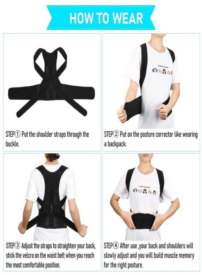keycraze Adjustable Unisex Posture Corrector Therapy Shoulder Back Brace for Men and Women Abdomen Support (Black - Image 5