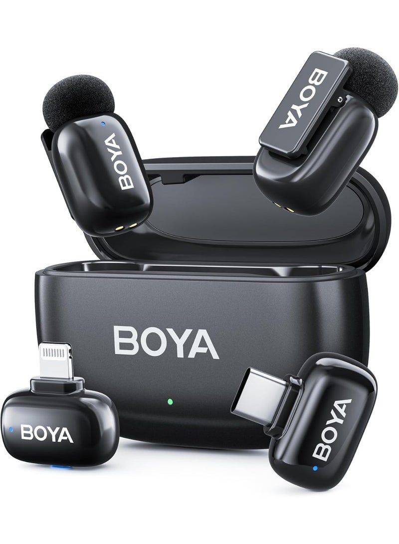 BOYA   Mini2- 1 Wireless mic 1 to 2 kit for IOS + TYPE C + Charging Case (Black) - Image 1