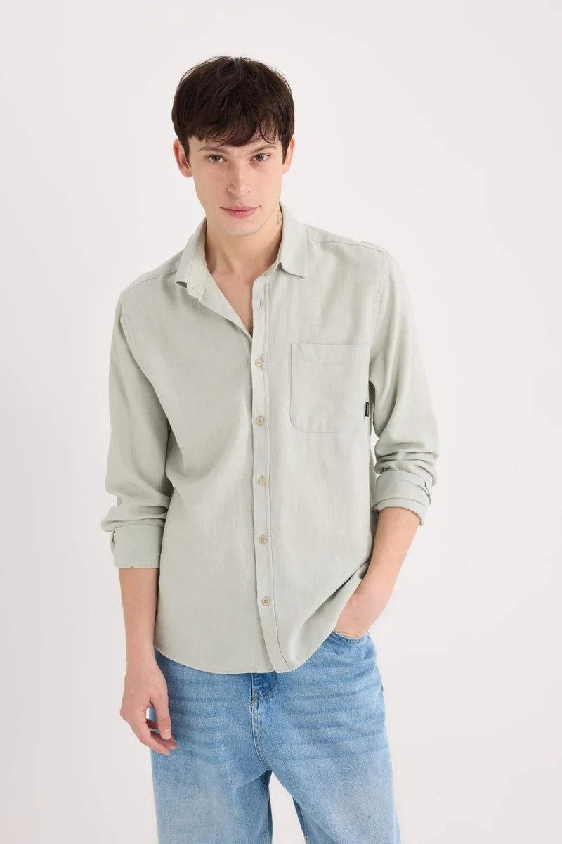 ديفاكتو Regular Fit Cotton Long Sleeve Shirt