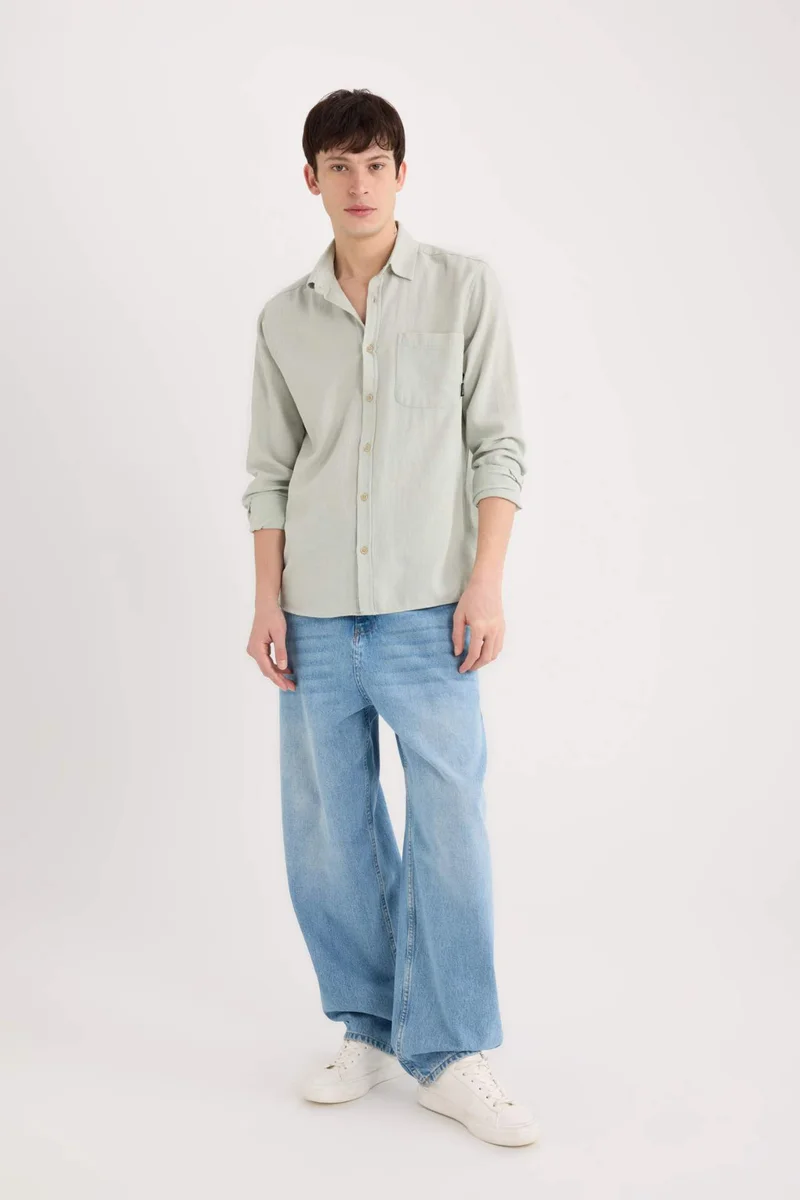 ديفاكتو Regular Fit Cotton Long Sleeve Shirt