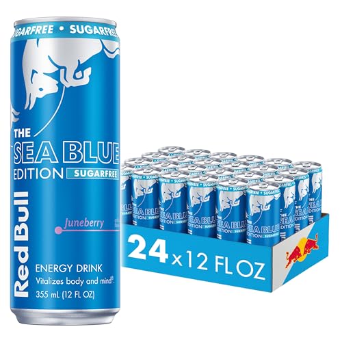 Red Bull Sea Blue Edition Sugar-Free Energy Drink, Juneberry, with 80mg Caffeine plus Taurine & B Vitamins, 12 Fl Oz, Pack of 24 Cans - Image 1