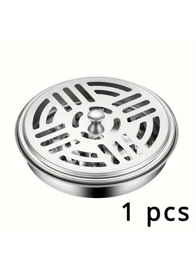 Silvery Stainless Steel Mosquito Repellent Incense Tray With Oil Cap Portable For Home Outdoor - Image 4