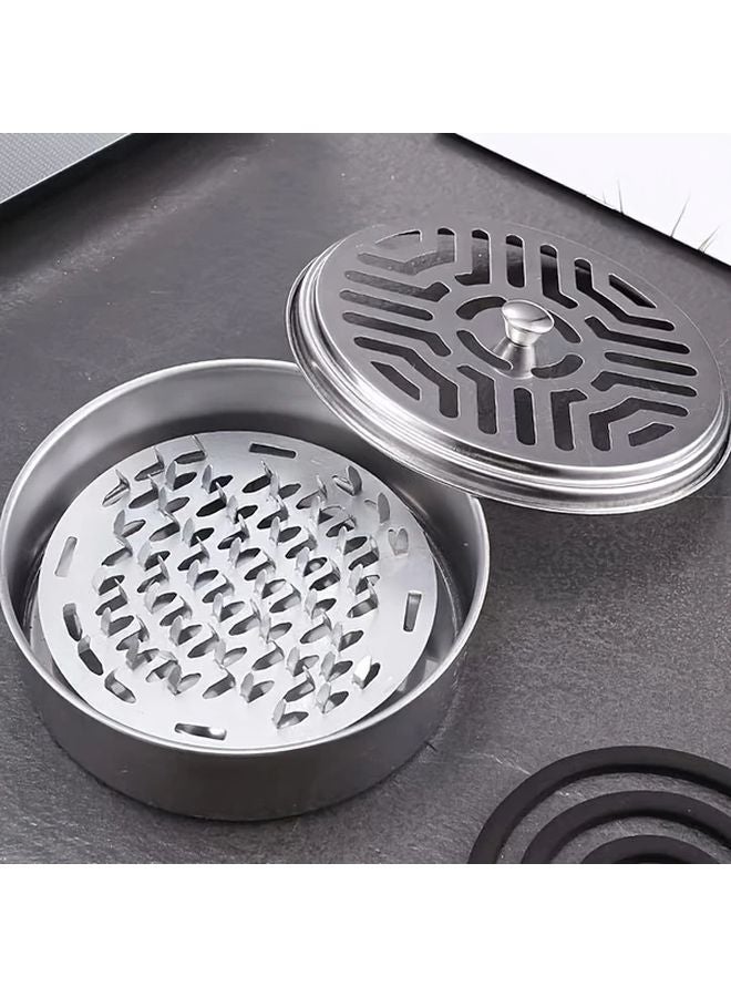 Silvery Stainless Steel Mosquito Repellent Incense Tray With Oil Cap Portable For Home Outdoor - Image 3