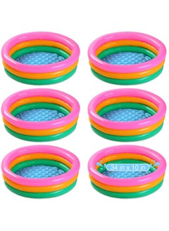Jerify 6 Pack Kiddie Pool For Toddler 34 X 10 Inch Inflatable Kids Swimming Pool Small Baby Pool Blow Up 3 Rings Round Baby Padding Pool For Indoor And Outdoor Water Game Play Center (Bright Style)  - Image 1