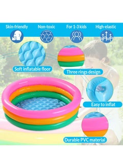 Jerify 6 Pack Kiddie Pool For Toddler 34 X 10 Inch Inflatable Kids Swimming Pool Small Baby Pool Blow Up 3 Rings Round Baby Padding Pool For Indoor And Outdoor Water Game Play Center (Bright Style)  - Image 3