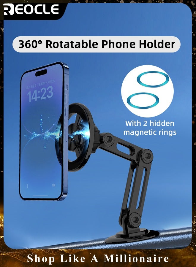 REOCLE Magnetic Car Mount with Universal 360° PRO Magnet Phone Holder for Car Magnetic Suction Car Phone Holder Bracket Magnetic Dashboard Phone Car Mount for All Smartphone - Image 1