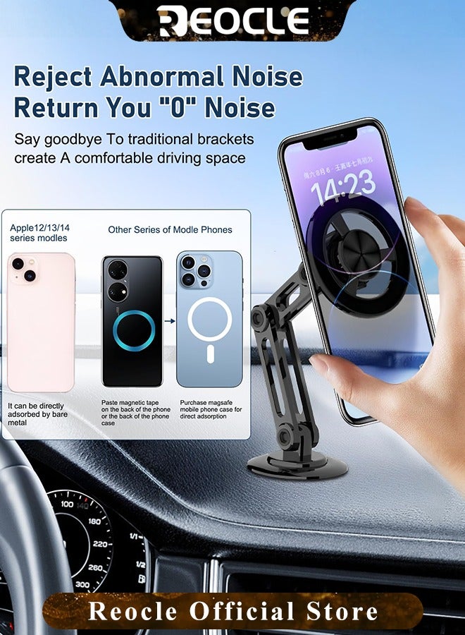 REOCLE Magnetic Car Mount with Universal 360° PRO Magnet Phone Holder for Car Magnetic Suction Car Phone Holder Bracket Magnetic Dashboard Phone Car Mount for All Smartphone - Image 2