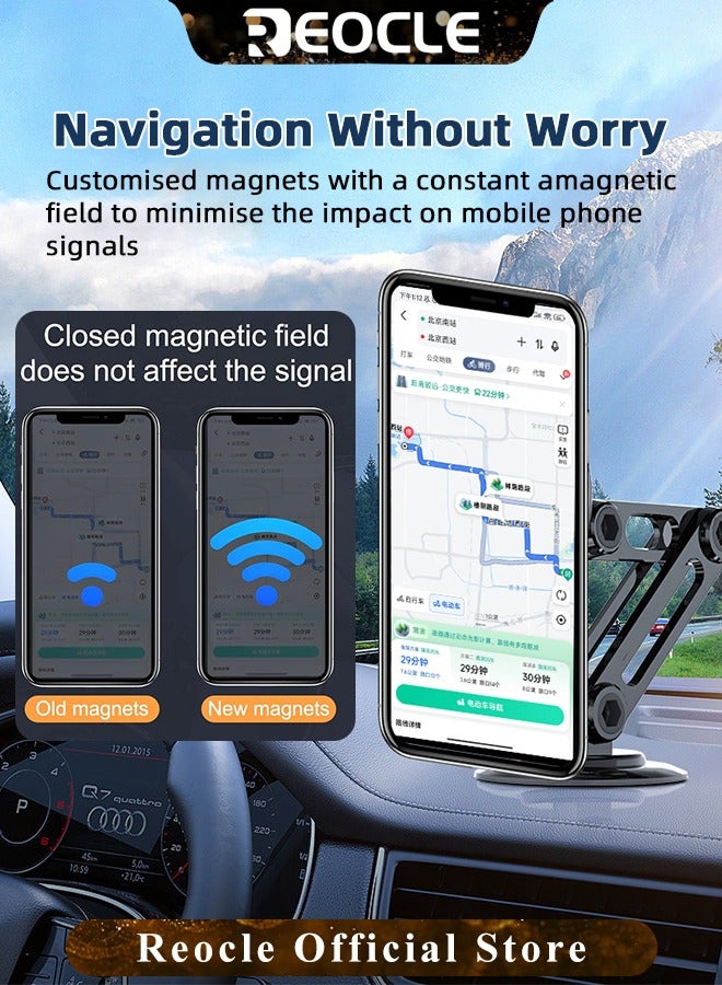 REOCLE Magnetic Car Mount with Universal 360° PRO Magnet Phone Holder for Car Magnetic Suction Car Phone Holder Bracket Magnetic Dashboard Phone Car Mount for All Smartphone - Image 3