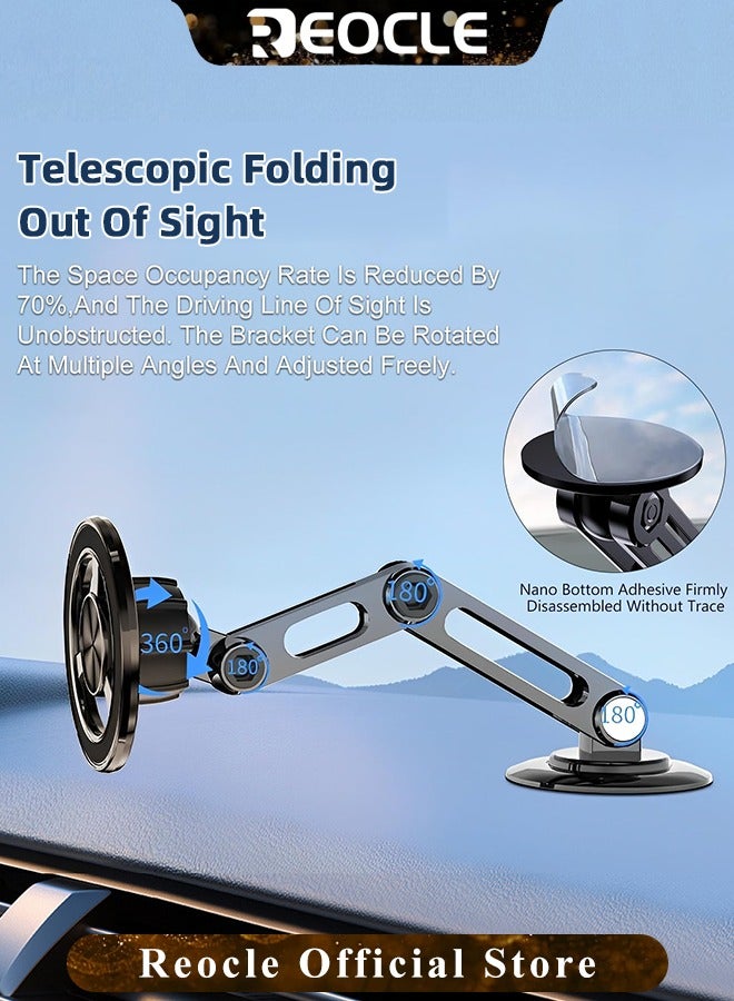 REOCLE Magnetic Car Mount with Universal 360° PRO Magnet Phone Holder for Car Magnetic Suction Car Phone Holder Bracket Magnetic Dashboard Phone Car Mount for All Smartphone - Image 5