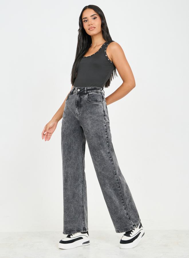 Styli Acid Wash Straight Fit High Rise Jeans - Image 2