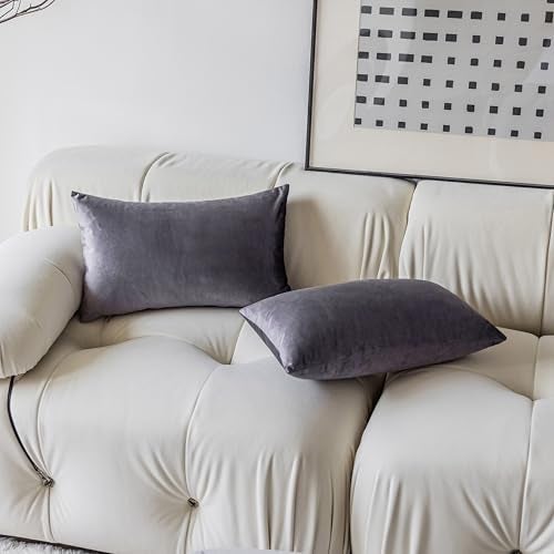 Demetex 12x20 Decorative Pillow Covers Purple Plush Throw Pillow Covers Soft Rectangular Velvet Throw Pillows Pillowcase for Couch Sofa Bed Bench, Set of 2, 12 x 20 inch, Lavender - Image 4