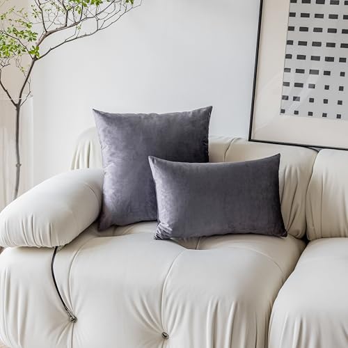 Demetex 12x20 Decorative Pillow Covers Purple Plush Throw Pillow Covers Soft Rectangular Velvet Throw Pillows Pillowcase for Couch Sofa Bed Bench, Set of 2, 12 x 20 inch, Lavender - Image 5