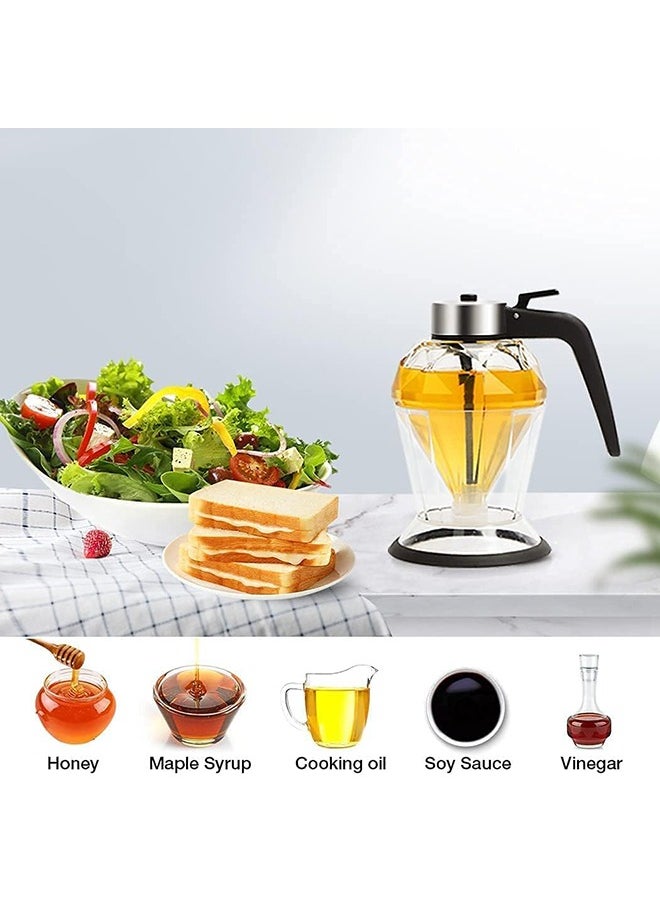 Arabest - 200ml Glass Honey Dispenser No Drip Glass with Stand Olive Oil Bottle Dispenser Oil Dispenser Maple Syrup Dispenser Honey Pourer Dispenser Honey Pot Honey Jar Sauces Dispenser Bee Decor - Image 1