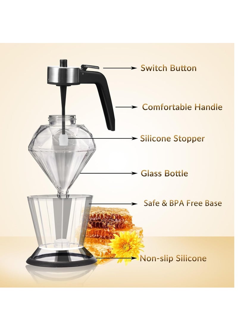 Arabest - 200ml Glass Honey Dispenser No Drip Glass with Stand Olive Oil Bottle Dispenser Oil Dispenser Maple Syrup Dispenser Honey Pourer Dispenser Honey Pot Honey Jar Sauces Dispenser Bee Decor - Image 1