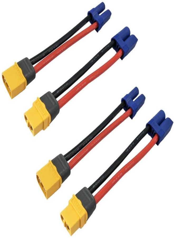 FLY RC 2 Pairs XT60 XT-60 XT60H Male Female Plug Connector to EC5 Male Female Plug Connector Adapter Cable with 12AWG Silicone Cord - Image 2