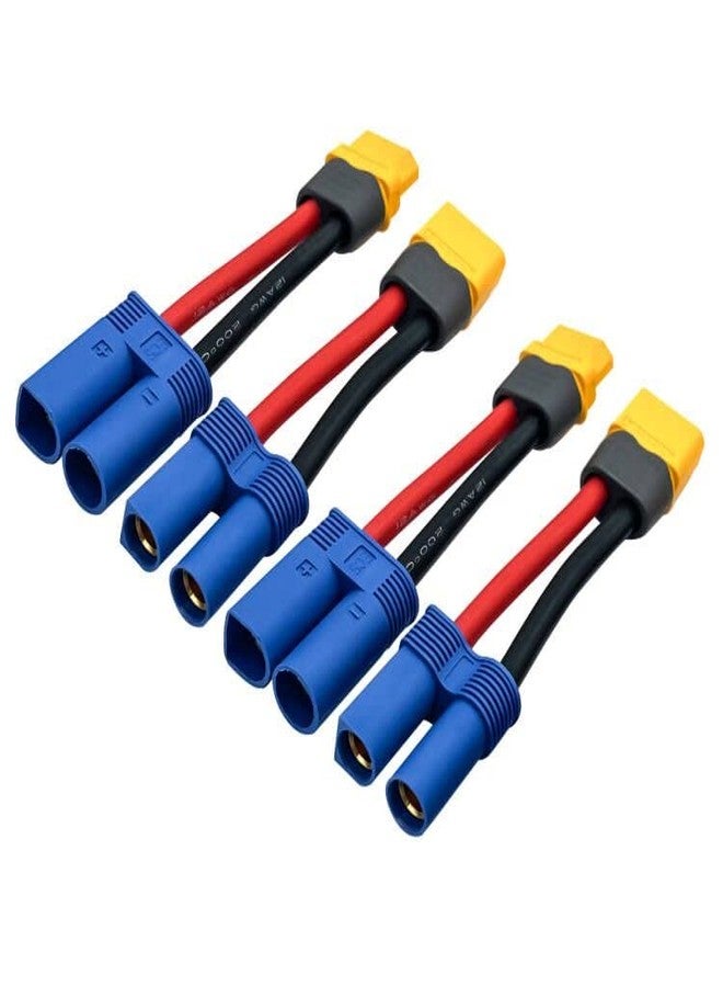 FLY RC 2 Pairs XT60 XT-60 XT60H Male Female Plug Connector to EC5 Male Female Plug Connector Adapter Cable with 12AWG Silicone Cord - Image 3