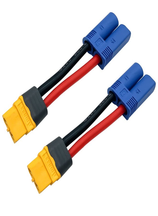 FLY RC 2 Pairs XT60 XT-60 XT60H Male Female Plug Connector to EC5 Male Female Plug Connector Adapter Cable with 12AWG Silicone Cord - Image 4