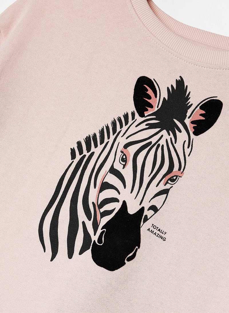MANGO Girls Zebra Print Sweatshirt and Joggers Set - Image 3